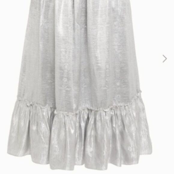 Shrimps Pearl bow embellished metallic jacquard skirt silver size 8 - Picture 5 of 12